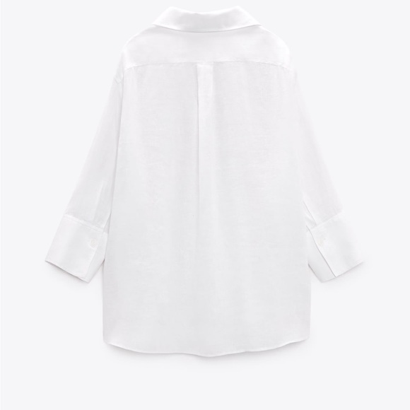 NWT ZARA | ASYMMETRIC HEM LINEN SHIRT - Picture 7 of 8
